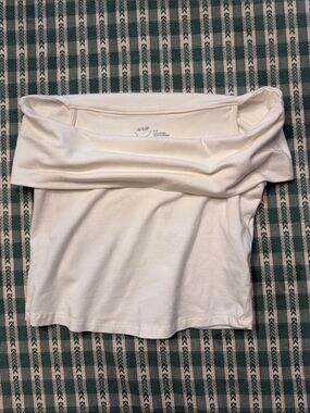 aerie White Off-Shoulder Crop Top